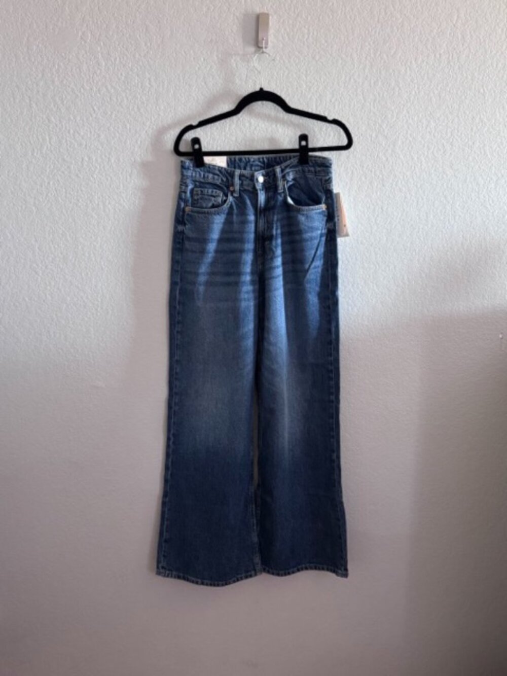 H&M Feather Soft Super Wide Ultra High Jean Dark Wash Size 6 NWT
